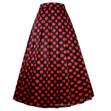 Belle Poque Vintage Retro Elastic Waist Polka Dots Pattern Swing A-Line Long Skirt BP000351-1
